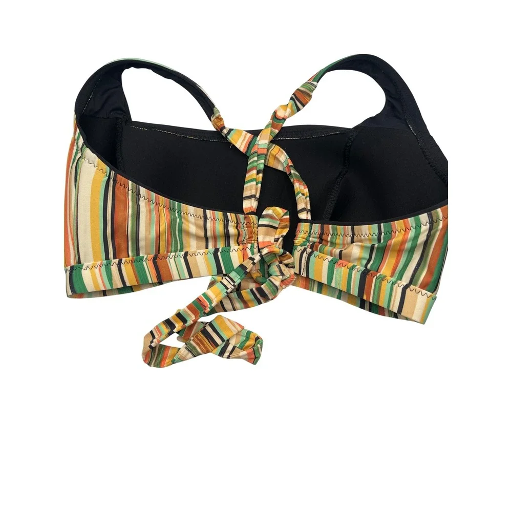 BECCA ETC Sample Piece Multi Color With Stripes Bandeau Swim Top Women's Size 1X